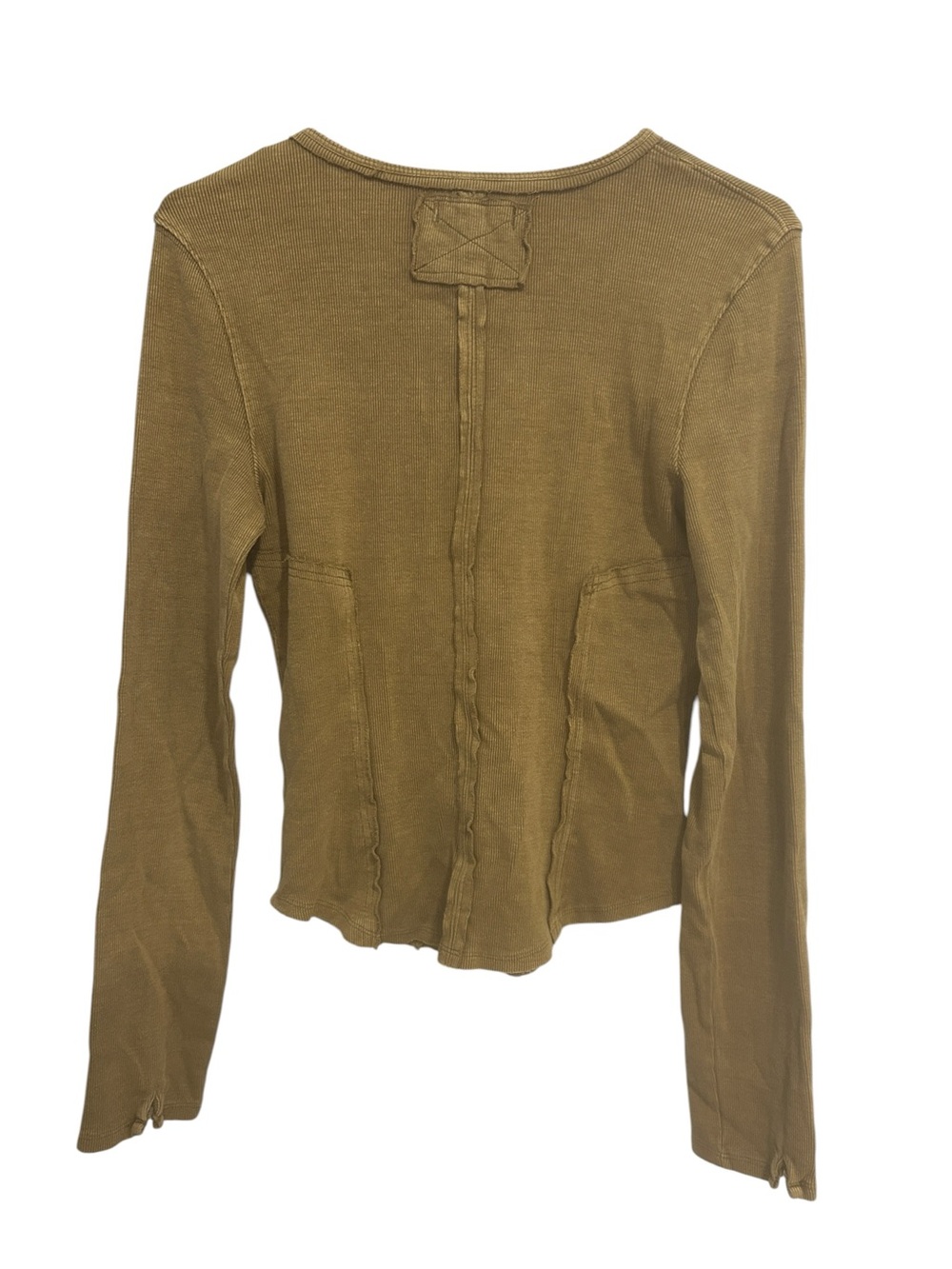 Free People Mareea Henley Top Womens M Olive Thermal Ribbed Boho heritage earthy - Picture 3 of 12